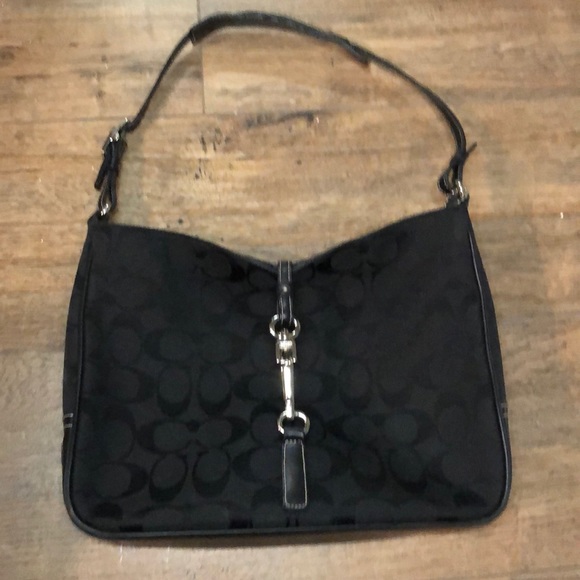Black Coach Monogram Shoulder Bag - Picture 6 of 10